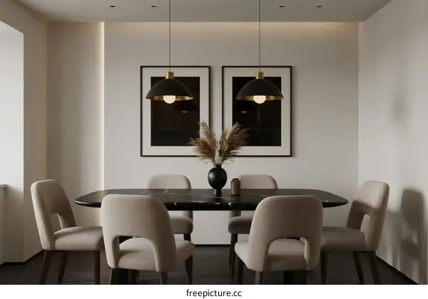 Elegant Dining Room with Modern Furniture and Art Decor