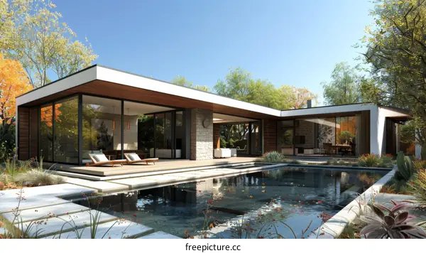 Modern House Exterior Design with Pool and Terrace