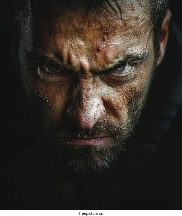 Closeup Portrait of a Serious Man