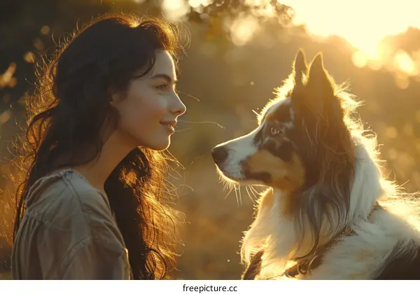 girl with dog outside in the sun