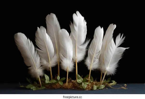 White Feathers in a Dark Setting
