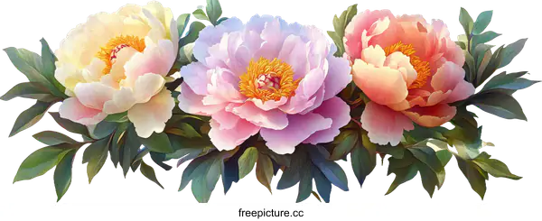 [Transparent Background PNG]Delicate Floral Arrangement of Peonies