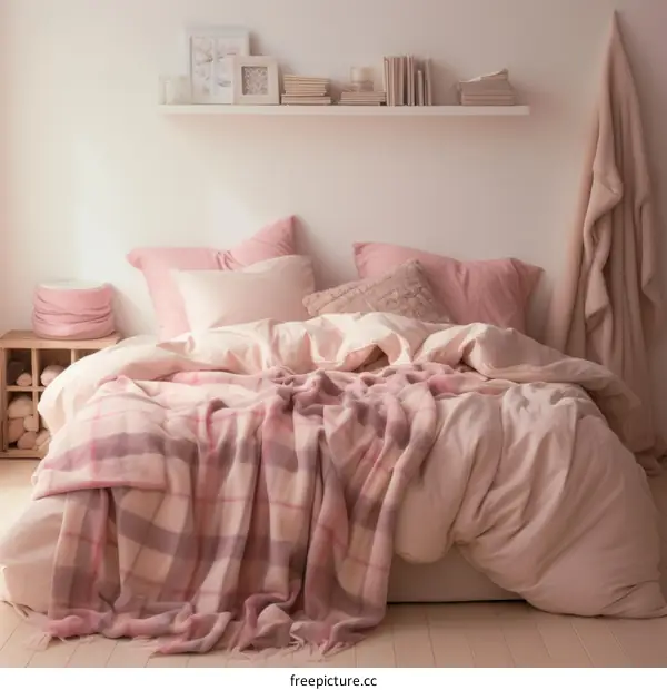 Cozy and Cluttered Pink Bedroom