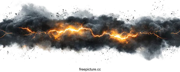 [Transparent Background PNG]Abstract Lightning Storm in Smoke and Ash