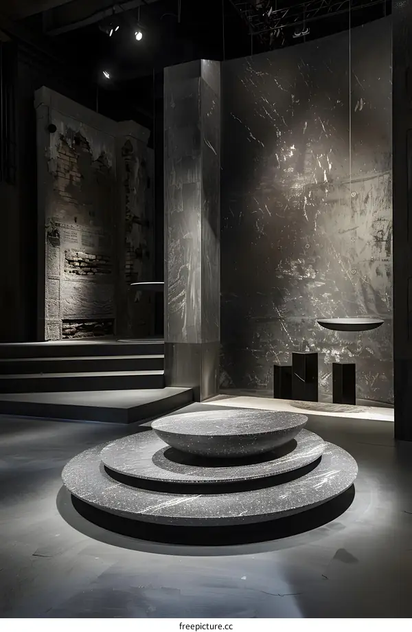 Modern Design Interior with Circular Stone Platform