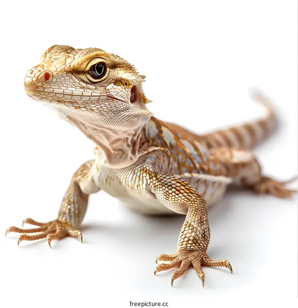 Curious Lizard on White