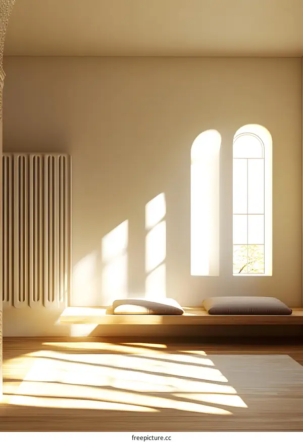 Minimalist Interior Design with Natural Light and Arched Windows