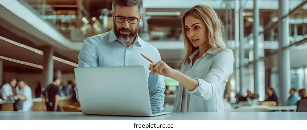 Business Coworkers Looking At Laptop Computer