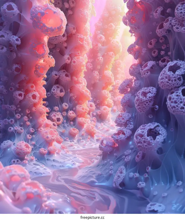 Pink Alien Cave and River Fantasy