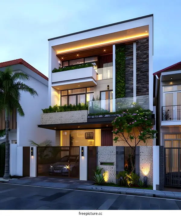 Modern Minimalist House Design with Green Wall