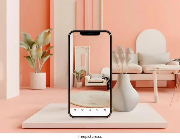 Minimalist Phone Mockup with a Living Room Interior Design