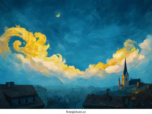 Impressionistic Cityscape at Dawn