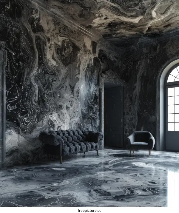 Luxury Interior Design with Intricate Marble Patterns