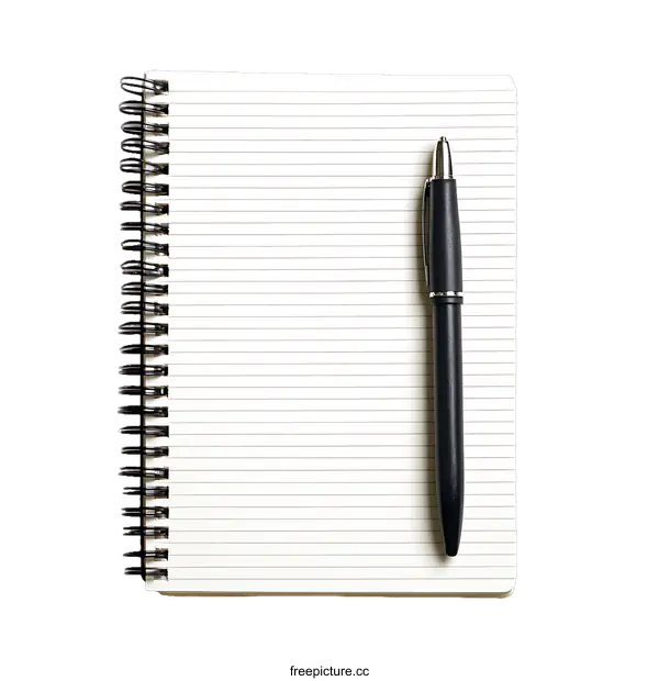 [Transparent Background PNG]Blank Notebook with Pen on White Background