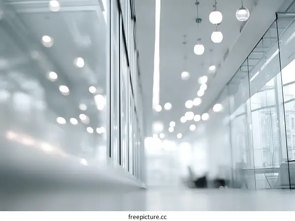 Modern Office Corridor with Glass Walls