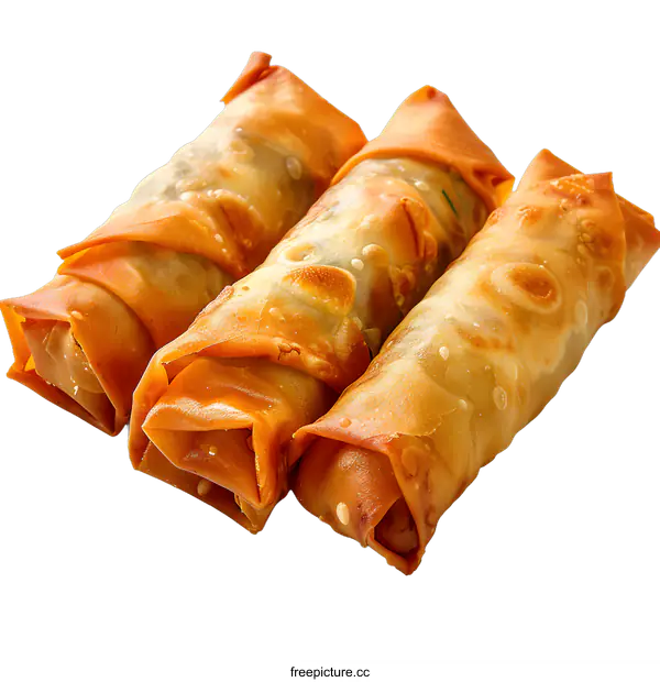 [Transparent Background PNG]Three egg rolls on a white background