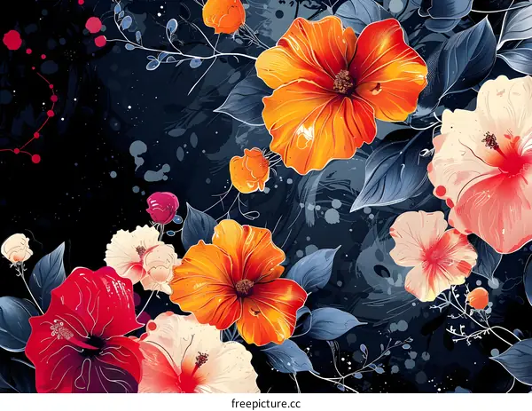 Hand-painted tropical flower illustrations