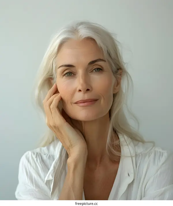 portrait of a beautiful senior woman with gray hair