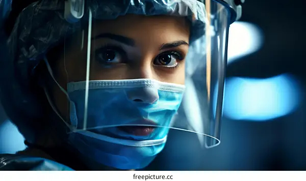 Portrait of a Female Surgeon in PPE During COVID-19