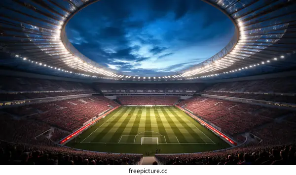 Packed Soccer Stadium: Fans Cheer During a Match