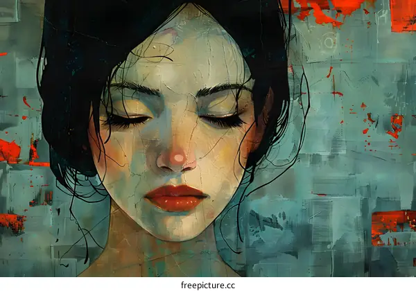 Portrait of a young woman with her eyes closed