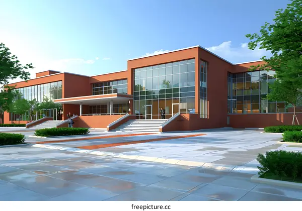 A large modern university building with a lot of windows