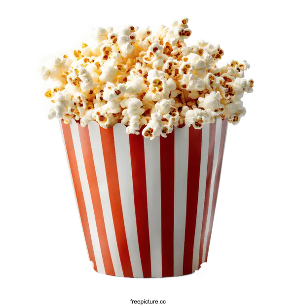 [Transparent Background PNG]Popcorn in a Red and White Striped Container