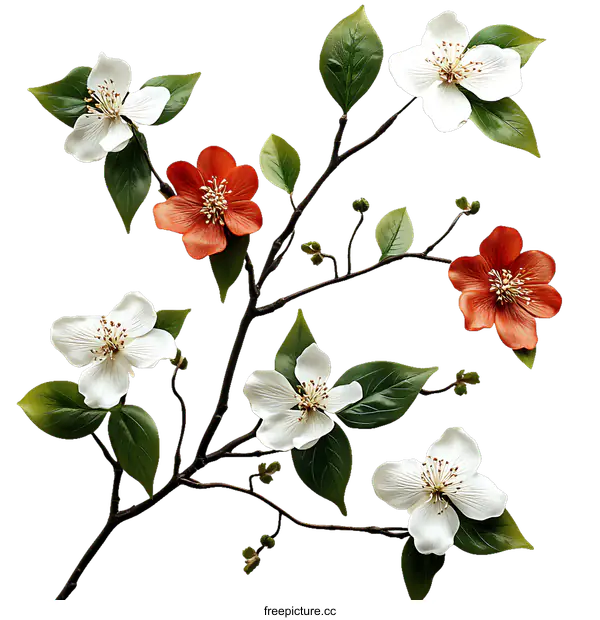 [Transparent Background PNG]Closeup of a beautiful spring flower branch