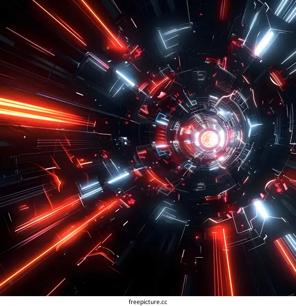 Abstract Red and Blue Neon Tunnel