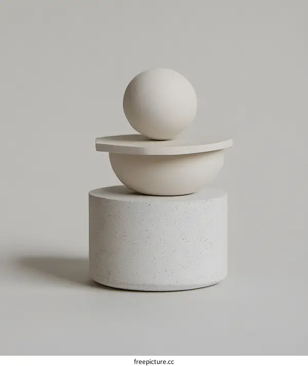 Minimalist Geometric Shapes Stacked on a White Background