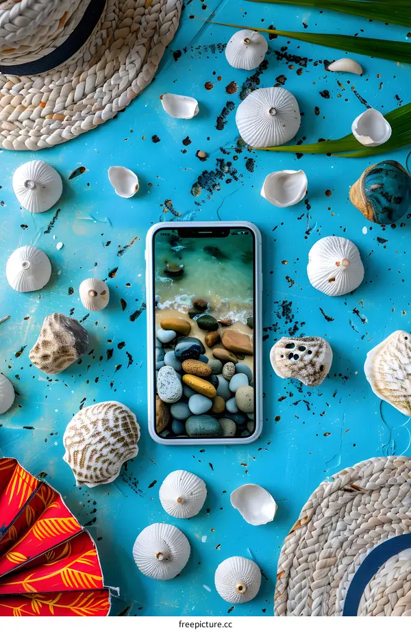 Summer Beach Phone Screen With Seashells