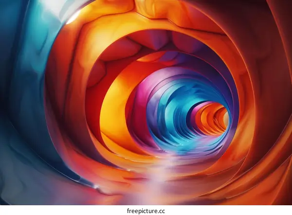 Glowing Tunnel with Intricate Colors and Patterns