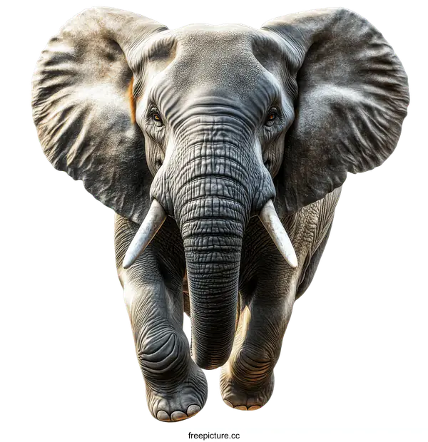 [Transparent Background PNG]Powerful African Elephant in Action