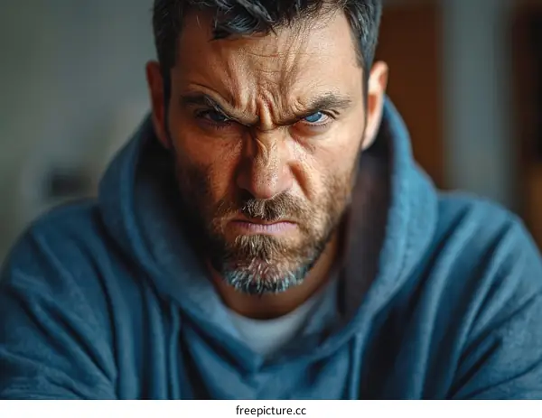 Close-up Portrait of an Angry Man