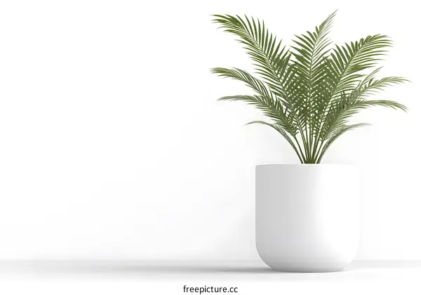 White Potted Plant Against White Background Minimalist Decor
