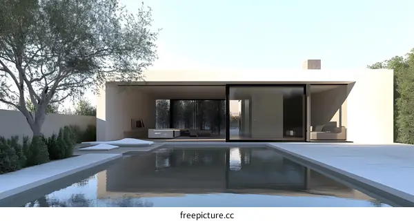 Modern Minimalist Home with Swimming Pool and Patio
