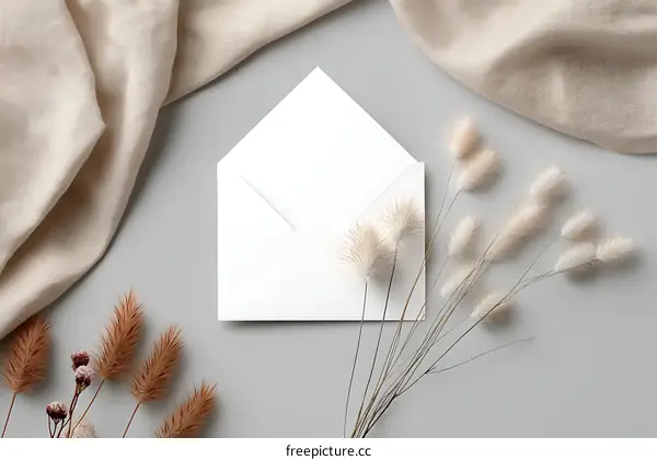 Minimalist Envelope and Dried Flowers Composition