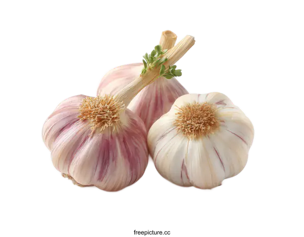 [Transparent Background PNG]Fresh Garlic Bulbs Close-up