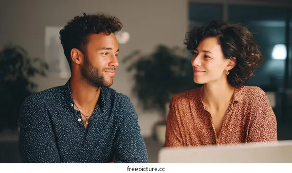 Two Diverse Colleagues in Casual Conversation