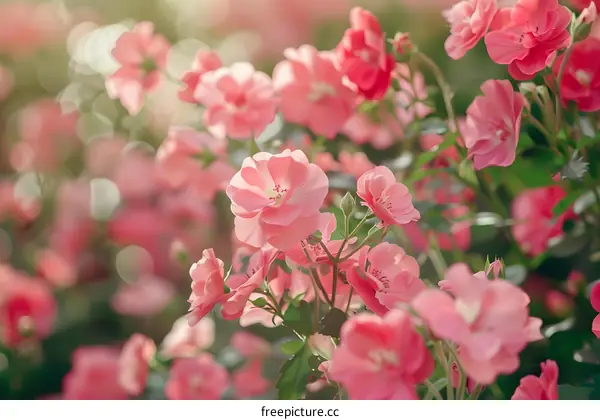 Pink Roses in Bloom Close Up