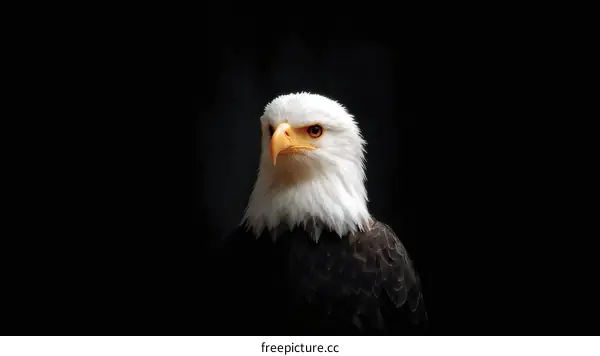 Majestic Bald Eagle Portrait Against Black Background