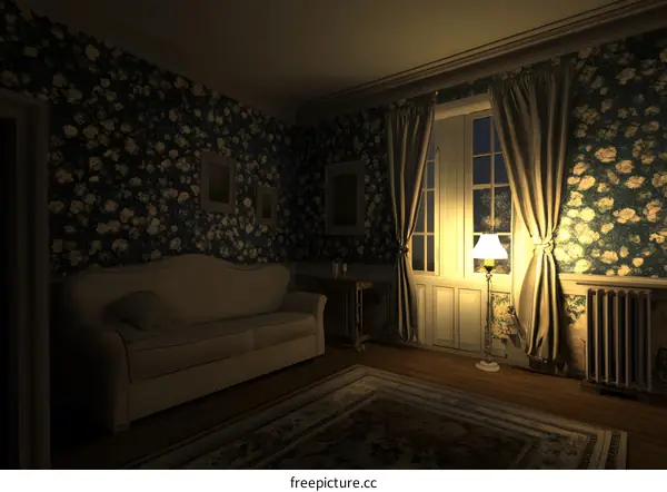 Vintage Floral Wallpaper Living Room Interior Design