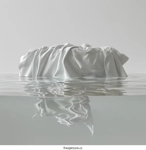 White cloth floating on water surface with reflection