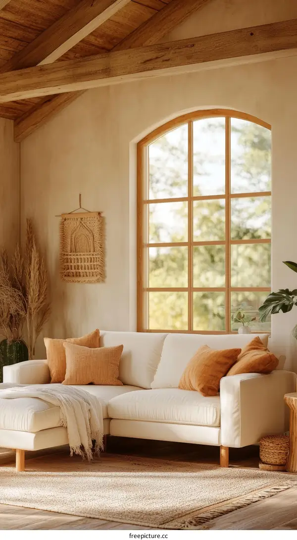 Cozy Sectional Sofa in a Rustic Living Room