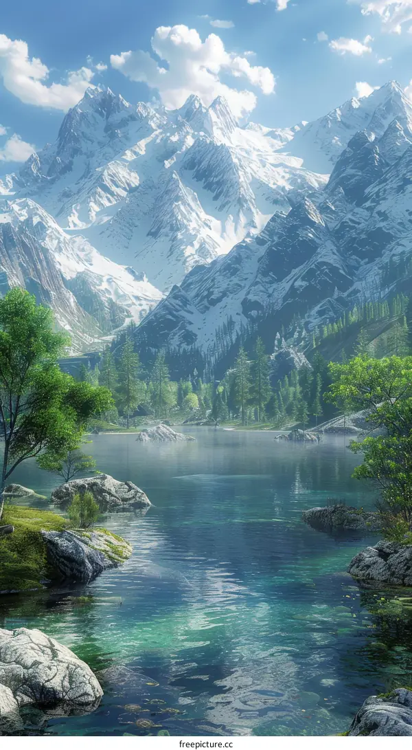Majestic Mountain Lake and Trees