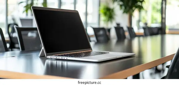 Modern Office Laptop on Conference Table