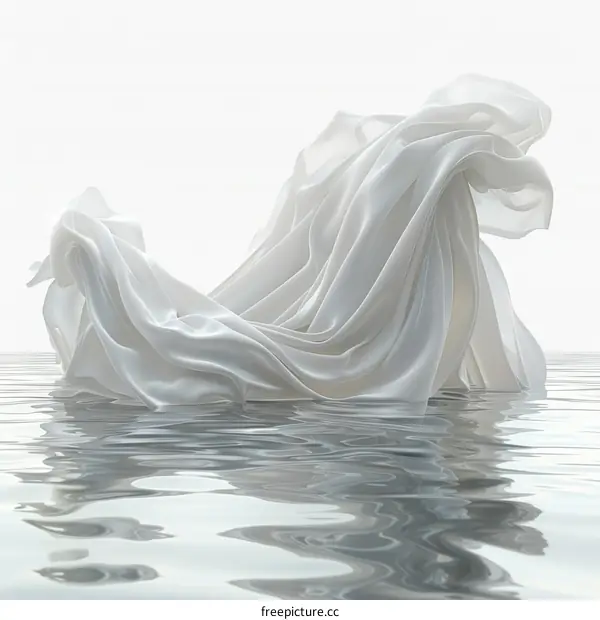 White silk floating on water