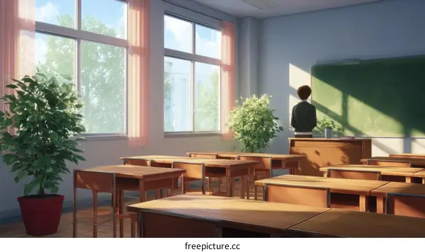 Classroom Sunlight Anime Illustration
