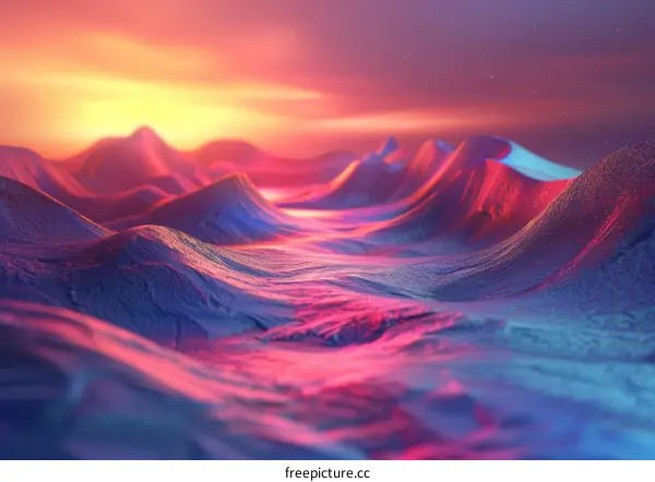 Glowing Mountains & River of Light: Futuristic Landscape