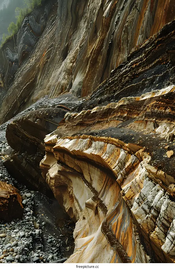 Closeup Of Rock Formations In A Canyon